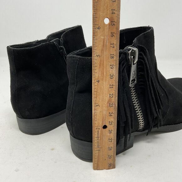 G By Guess Ankle Boots Womens 7.5M Black Suede Fringe Side Zip Booties Shoes - Picture 13 of 13